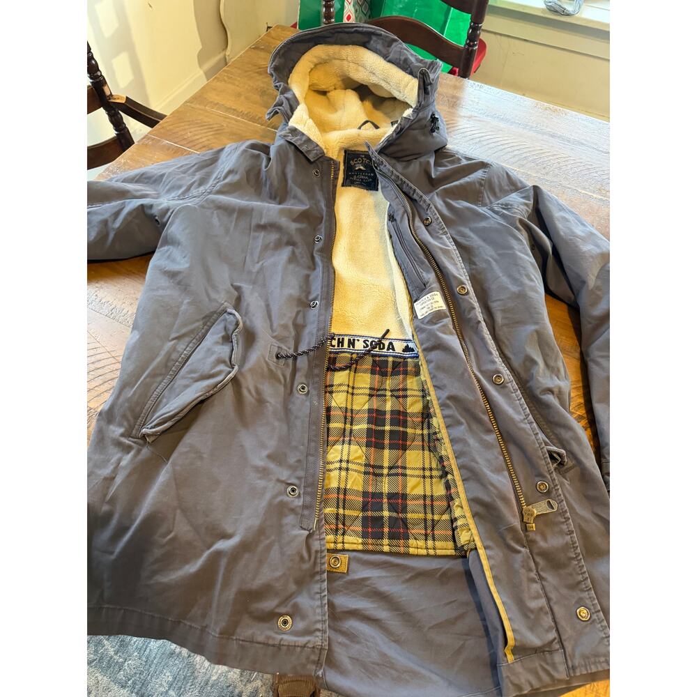 Scotch & Soda Teddy Lined Men's Parka Large Winter Fishtail Camping Field Jacket - Picture 8 of 16